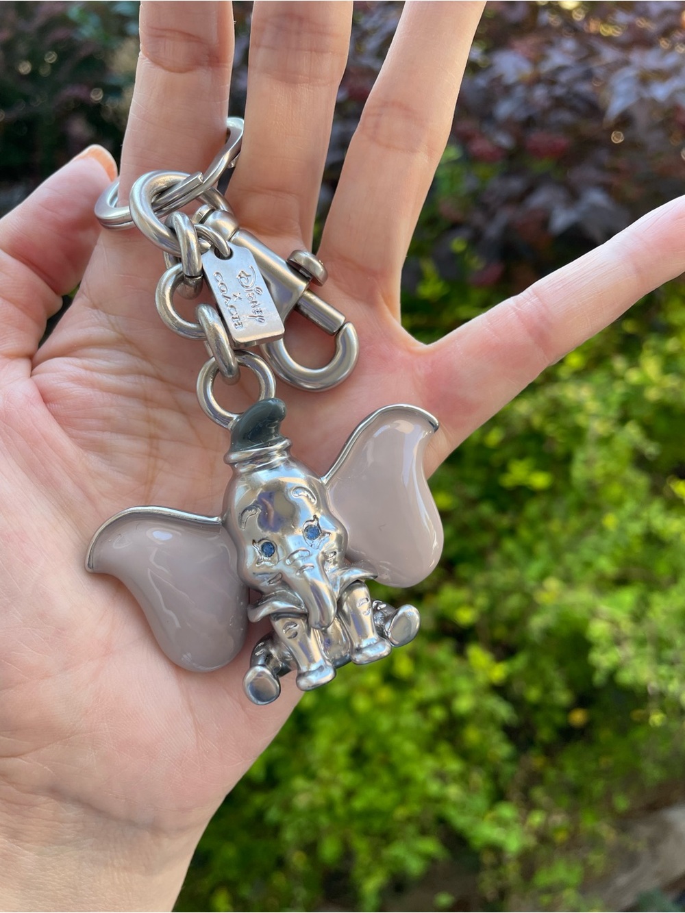 Coach Dumbo Elephant Keychain Charm with Taupe Enamel Ears